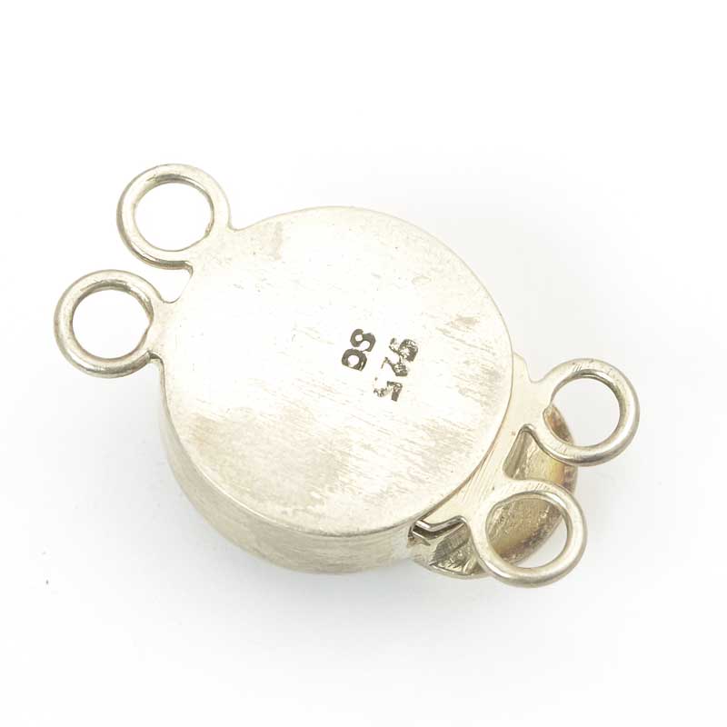 Box Clasp Round with Molded Glass Plus Crystal - 2-Strand - Volcano - Sterling  