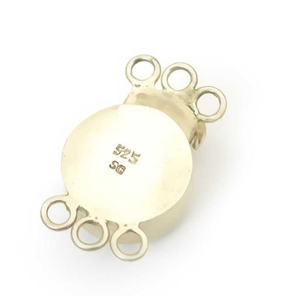 Box Clasp Round with Molded Glass Plus Crystal - 3-Strand - Volcano - Sterling