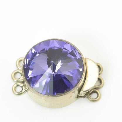 Clasp - 3-Strand Swarovski Rivoli - Tanzanite - Sterling
