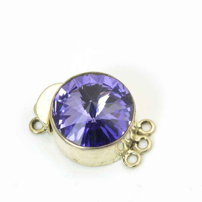 Clasp - 3-Strand Swarovski Rivoli - Tanzanite - Sterling