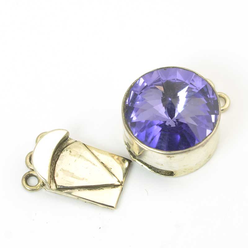 Clasp - 3-Strand Swarovski Rivoli - Tanzanite - Sterling