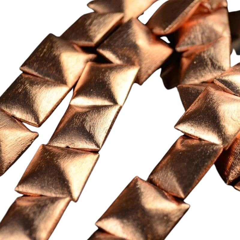 Metal Beads - 20mm - Puff Square - Brushed Copper