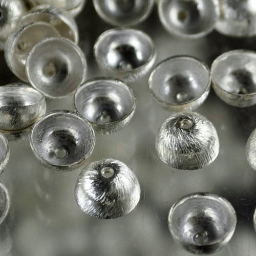 Bead Cap Dome - 8mm - Brushed Silver