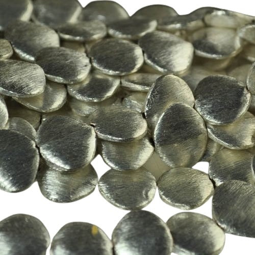 Metal Beads - 15x12mm - Oval - Brushed Silver