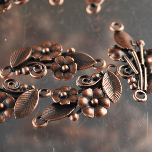 Link -  Double Nosy Posy - Inline Connection - Antiqued Copper