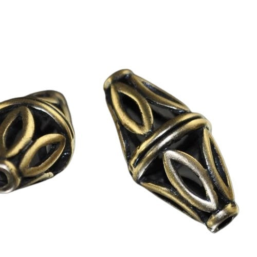 Metal Beads - 22mm - Echinacea Bicone - Antiqued Brass