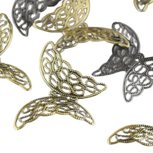 Metal Finding - 1.5in Pierced Paisley Butterfly - Antiqued Brass