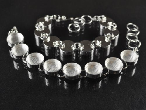 Findings - ID 15mm - Round Bezel Multi Link Bracelet - Silver plated