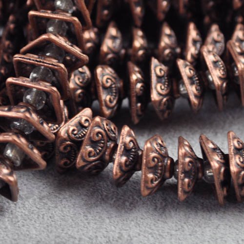 Bead Cap Square Pagoda - Antique Copper