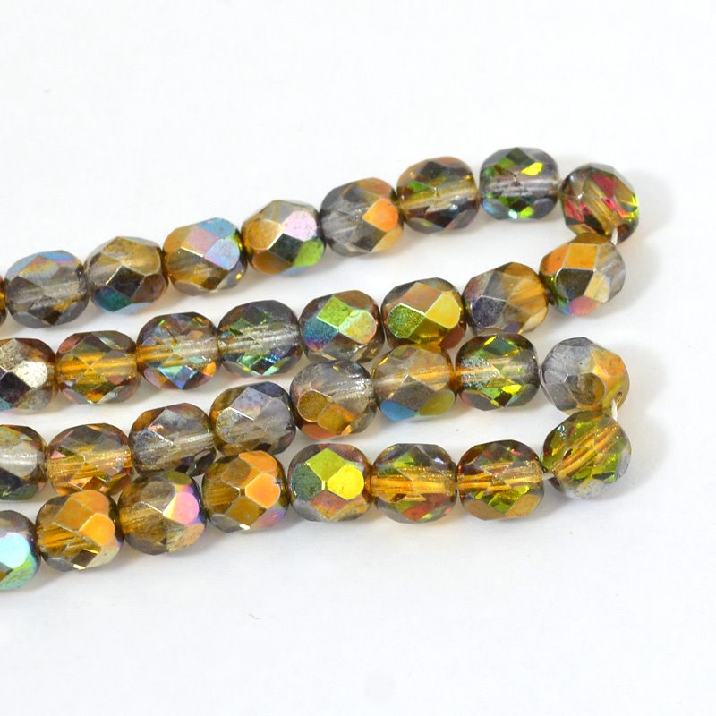 Fire Polish Faceted Round - 6mm - Amber Magic (25)