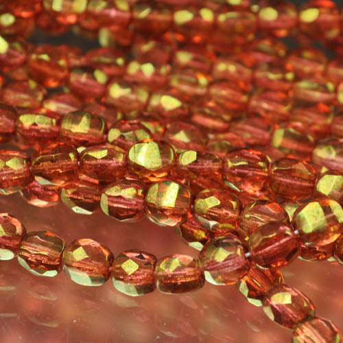 Fire Polish - 6mm - TwoWay Cut - Topaz Gold Luster (strand 25)