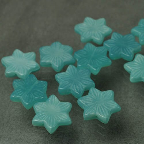 Glass Bead Flower of David - 17mm - Seafoam Opal Satin