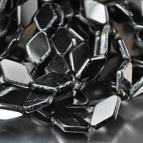 Glass Beads Flat Diamond - 13x20mm - Ravens Wing (10)