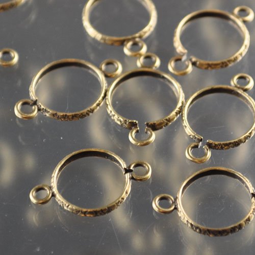 Rivoli Setting - ID 12mm Open Frame Link - Antiqued Brass