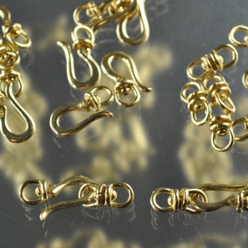 Hook and Eye Clasp -  Stay-Flat Swivel - Bright Brass