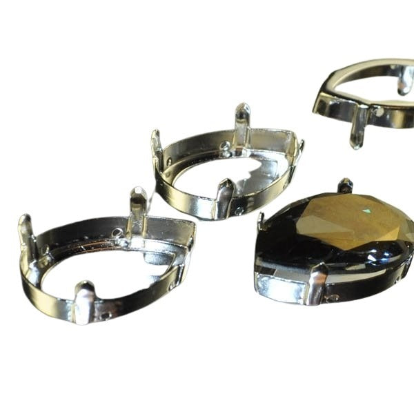 Findings - Stone Mount -  Prong Mount 20 x 30 Fancy Stone 4327 - Rhodium Plated 