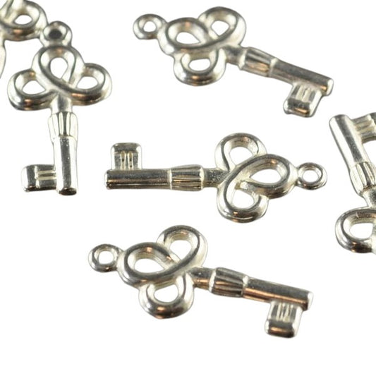 Old Fashioned Key - Bright Silver Each