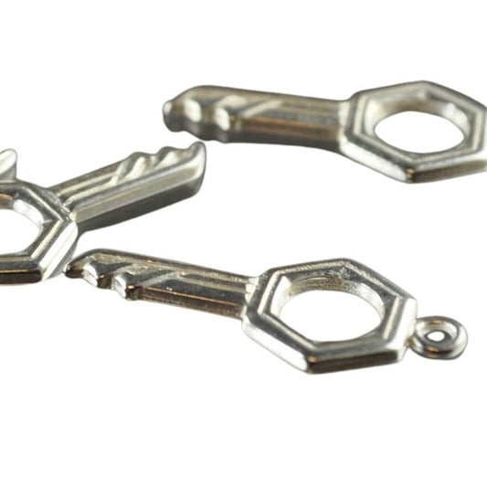 New Fangled Key Charm   Bright Silver Each