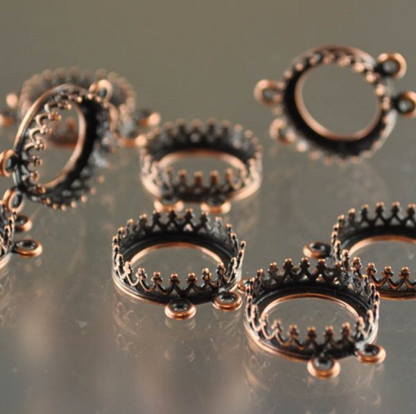 Link - 2-Strand Picot Edge Bezel - Antique Copper