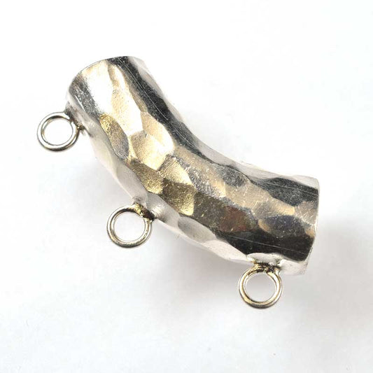 Bail -  Hammered Tube with Loops - Sterling Silver