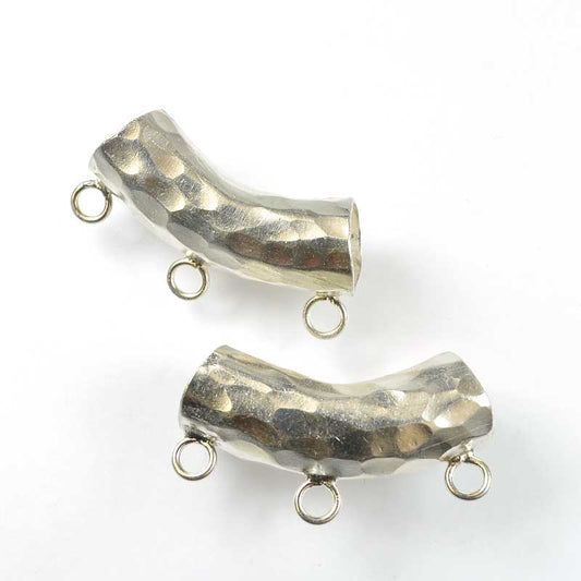 Bail -  Hammered Tube with Loops - Sterling Silver