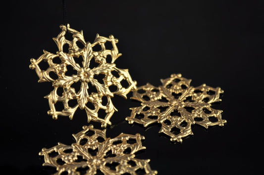 Findings - Stamped -  Snowstar - Brass
