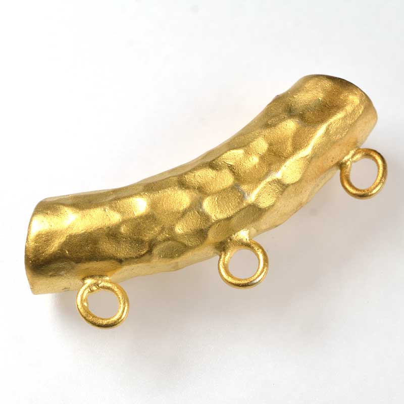Bail -  Hammered Tube with Loops - Vermeil