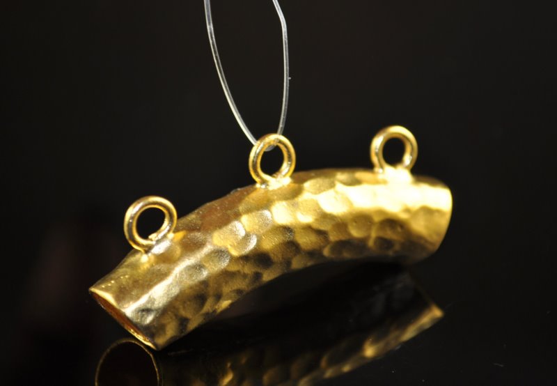 Bail -  Hammered Tube with Loops - Vermeil