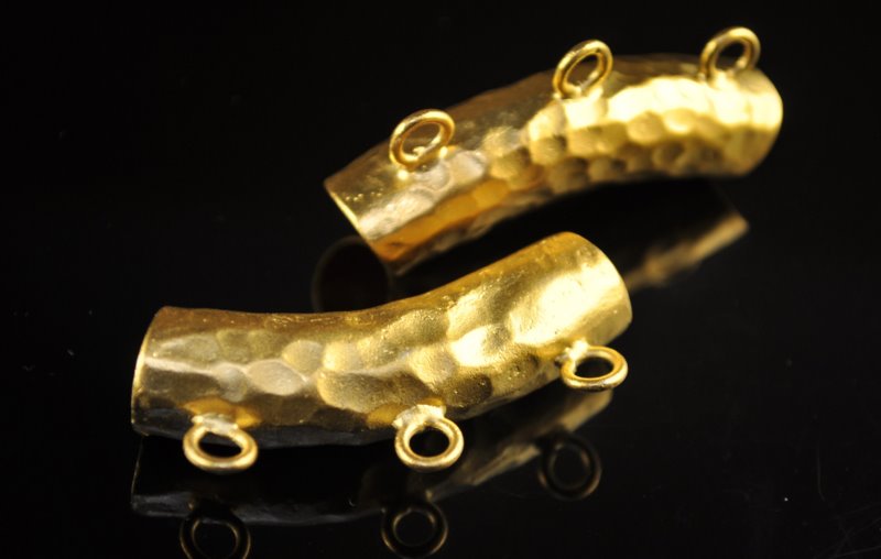 Bail -  Hammered Tube with Loops - Vermeil