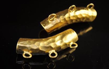 Bail -  Hammered Tube with Loops - Vermeil