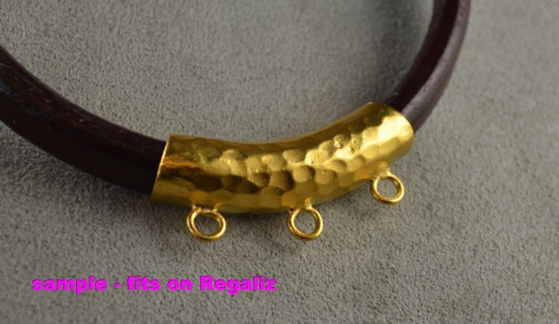 Bail -  Hammered Tube with Loops - Vermeil