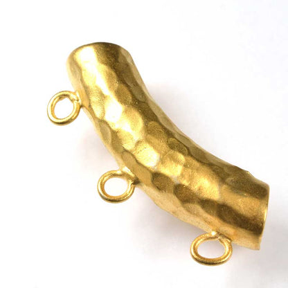 Bail -  Hammered Tube with Loops - Vermeil