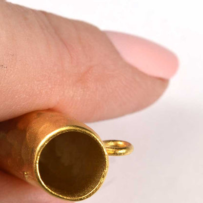 Bail -  Hammered Tube with Loops - Vermeil