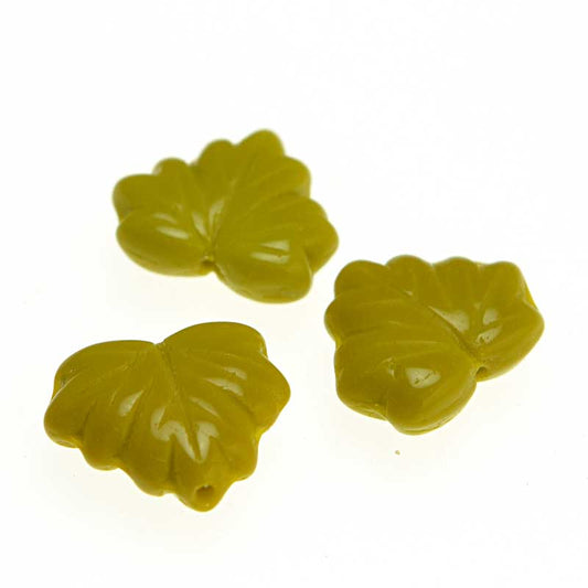 Glass Bead Vine Leaf - 13x11mm - Le Moustard (20)