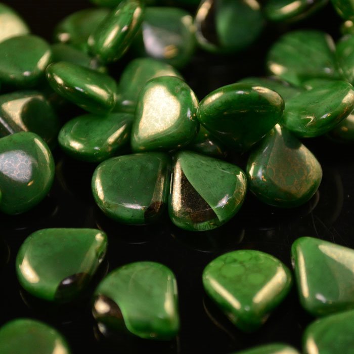 Glass Drops - 11x12mm Flying Wedgie Drops - Satin Moss (10)