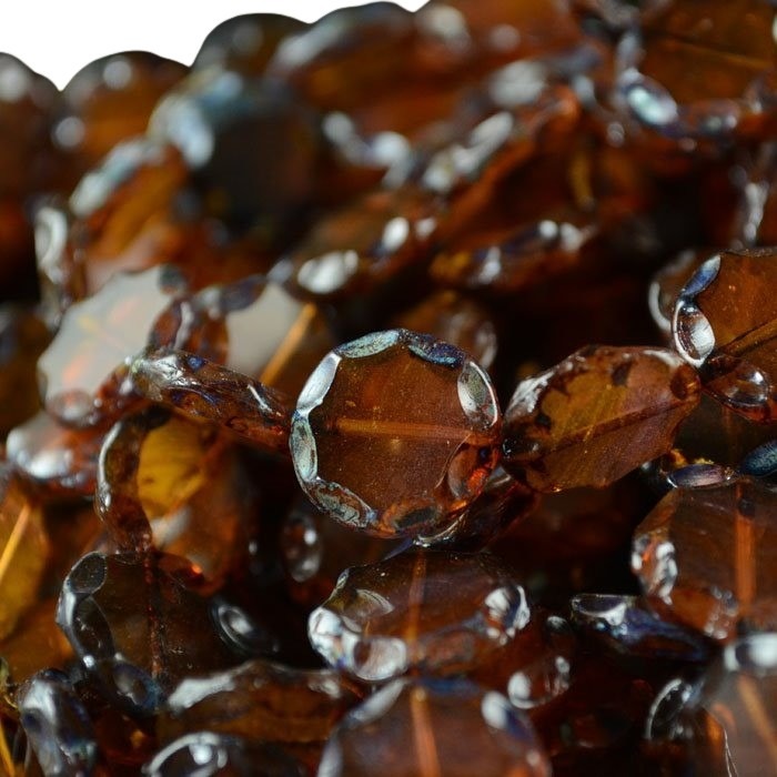 Flat Cut Tablet - 14mm Scalloped Coin - Root Beer