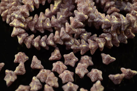 Glass Bead Starbell Flowers - Mauve Gold Lustre (25)