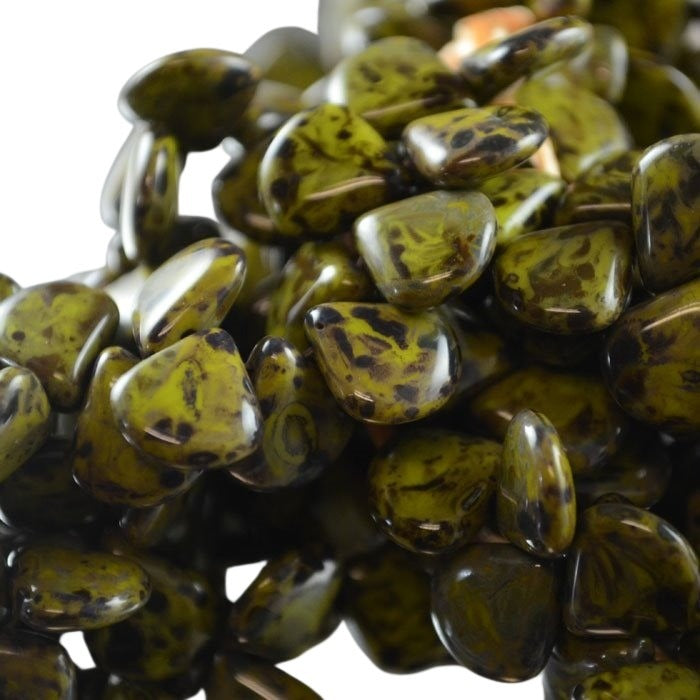 Glass Drops - 11x12mm - Flying Wedgie Drops - Lichen Rocks (10)