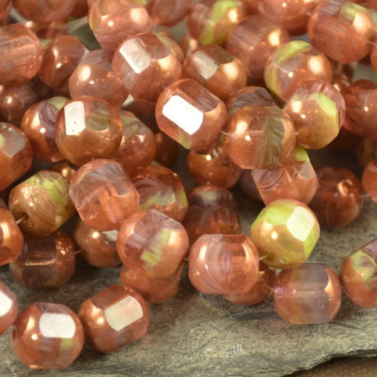 Fire Polish - 9x10mm - Cathedral Cut - Rose Garden (Strand 10)