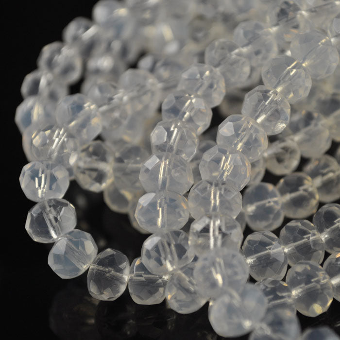 Fire Polish - 8x6mm - Faceted Donut - Moonbeams (strand 25)