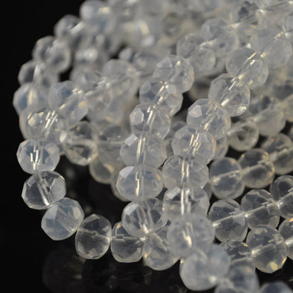 Fire Polish - 8x6mm - Faceted Donut - Moonbeams (strand 25)