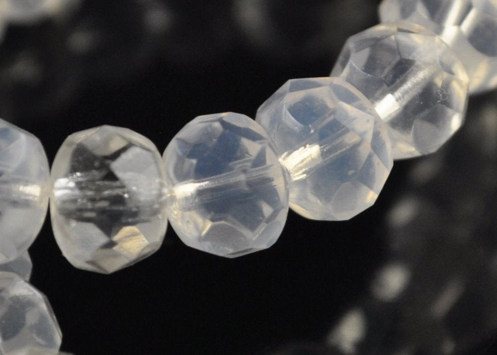 Fire Polish - 8x6mm - Faceted Donut - Moonbeams (strand 25)