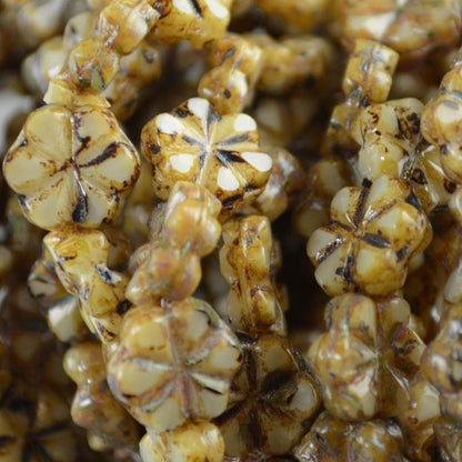 Glass Bead May Flowers - 10mm - Toasted Almond (15)