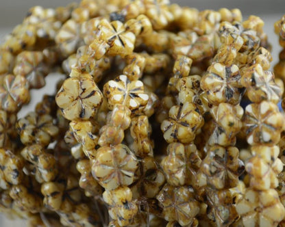 Glass Bead May Flowers - 10mm - Toasted Almond (15)