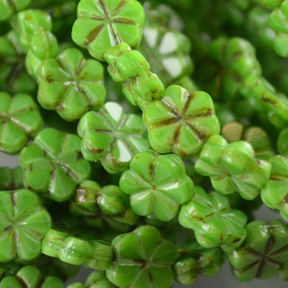Glass Bead May Flowers - 10mm - Its Not Easy Being Green (15)