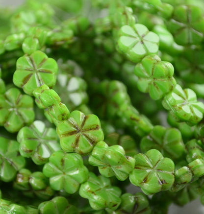 Glass Bead May Flowers - 10mm - Its Not Easy Being Green (15)
