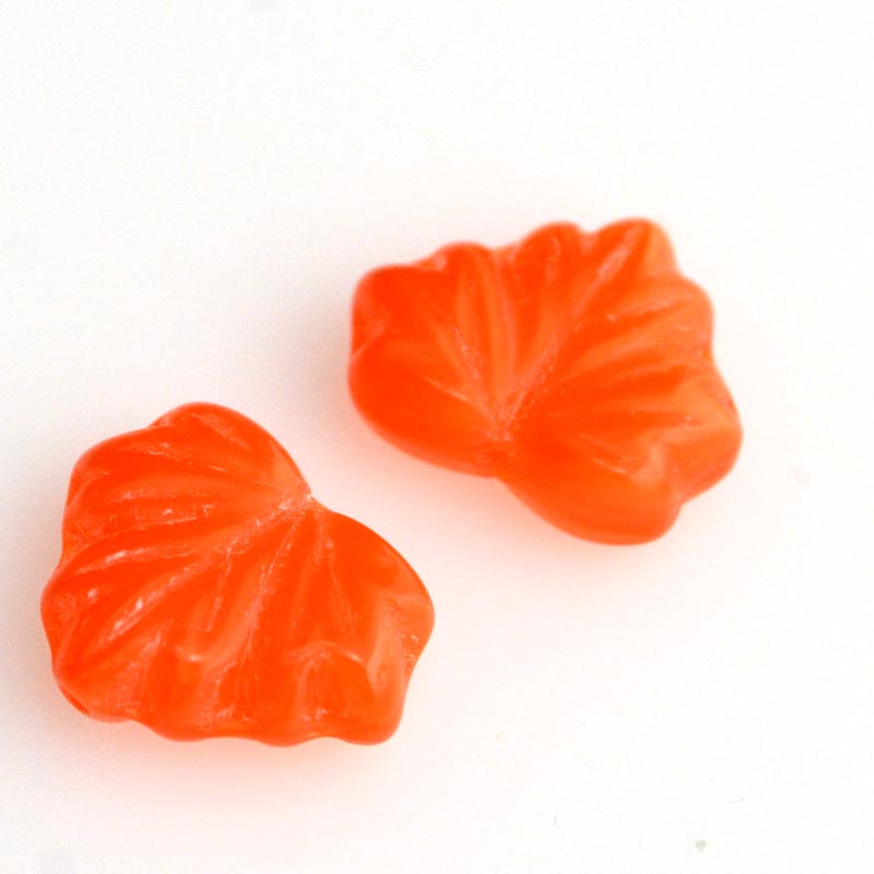 Glass Bead Vine Leaf - 13x11mm - Juicy Orange (20)