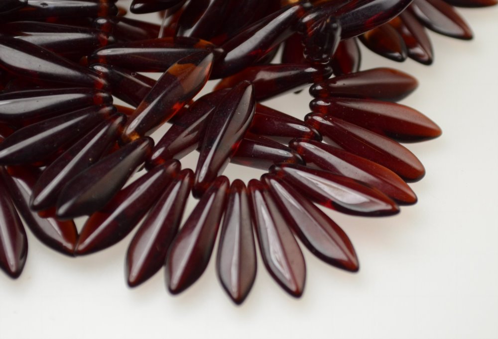 Fringe Beads Dagger Beads - 16mm - Dark Ruby Red / Brown (25)