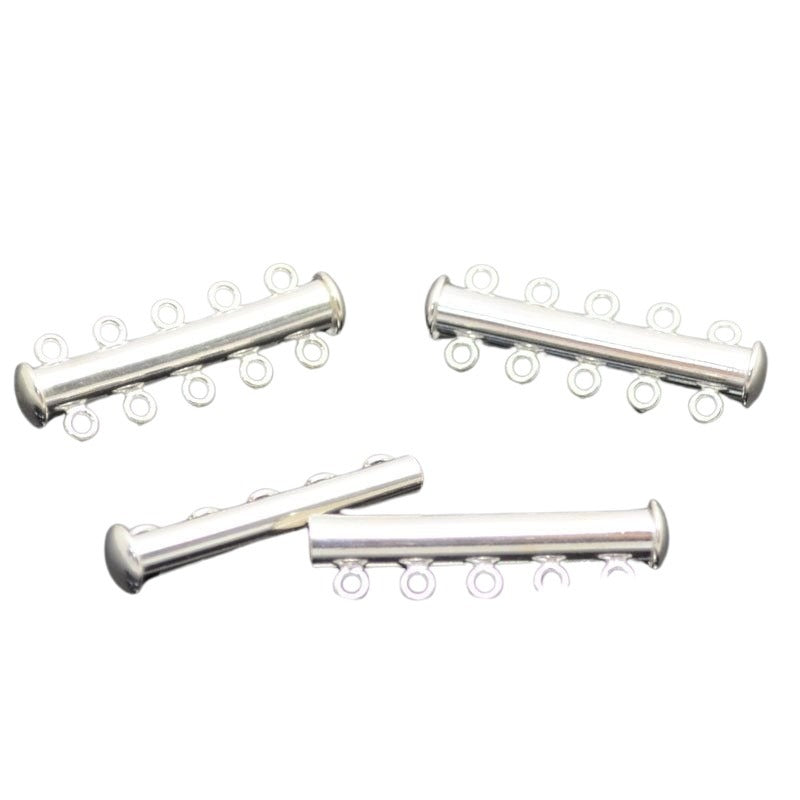 Magnetic Clasp Slide Tube - 5-Strand - Sterling