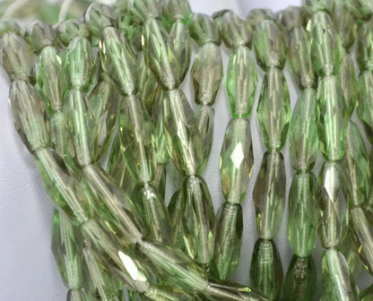 Fire Polish - 6x15mm - Spaghetti Oval - Shaded Peridot (25)